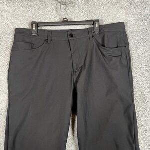 Lululemon ABC Pant Mens 38 Black Excellent Slim Fit Warpstreme Trousers Business